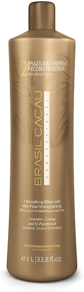 برازيل كاكاو الخطوة 2 - إعادة بناء الشعر الحراري البرازيلي 1 لتر: تقنية الكيراتين المتقدمة لإصلاح الشعر بشكل مكثف ونعومة