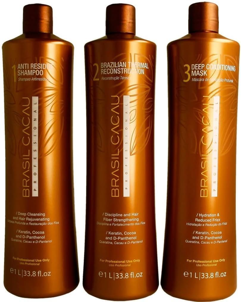 برازيل كاكاو الخطوة 2 - إعادة بناء الشعر الحراري البرازيلي 1 لتر: تقنية الكيراتين المتقدمة لإصلاح الشعر بشكل مكثف ونعومة