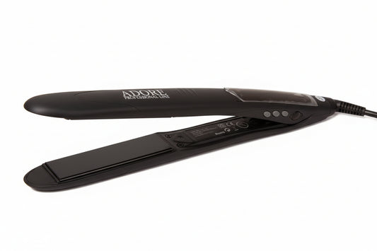 Adore Professional Hair Straightener – Titanium Ceramic Plates, 470°F Fast Heating, Frizz Control, Black