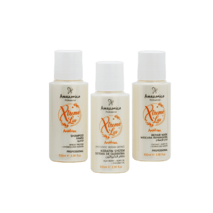 Amazonico Professional Xtreme Liss Antifrizz Hair Care Set 3x100ml Brazilian Protein Keratin Smooth Frizz-Free Hair UAE